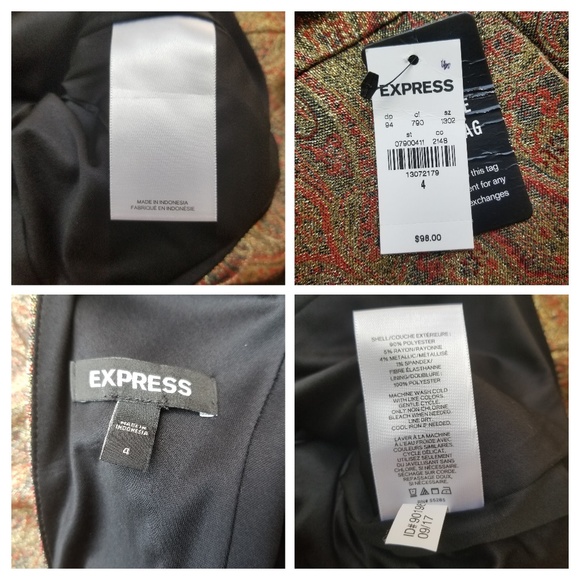 NWT Express Metallic Brocade Jacquard Dress - Picture 7 of 7